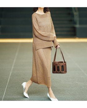【ドゥクラッセ/DoCLASSE】のラメ糸メッシュニット・ボートネックプルオーバー 人気、トレンドファッション・服の通販 founy(ファニー) ファッション Fashion レディースファッション Ladies' Fashion Online ワンピース Dress おすすめ Recommend セットアップ Set Up メッシュ Mesh 夏 Summer |ID:prp329100004485554