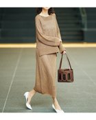 【ドゥクラッセ/DoCLASSE】のラメ糸メッシュニット・ボートネックプルオーバー ベージュ|ID:prp329100004485554