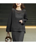 【ドゥクラッセ/DoCLASSE】のラメ糸メッシュニット・ボートネックプルオーバー ブラック|ID:prp329100004485554