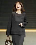 【ドゥクラッセ/DoCLASSE】のラメ糸メッシュニット・ボートネックプルオーバー ブラック|ID: prp329100004485554 ipo3291000000033985953