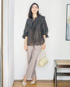 【ドゥクラッセ/DoCLASSE】のリネンタッチ・タックストレートパンツ68cm グレージュ|ID: prp329100004485556 ipo3291000000031619554