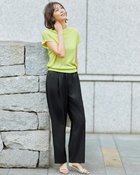 【ドゥクラッセ/DoCLASSE】のリネンタッチ・タックストレートパンツ68cm ブラック|ID: prp329100004485556 ipo3291000000031619556
