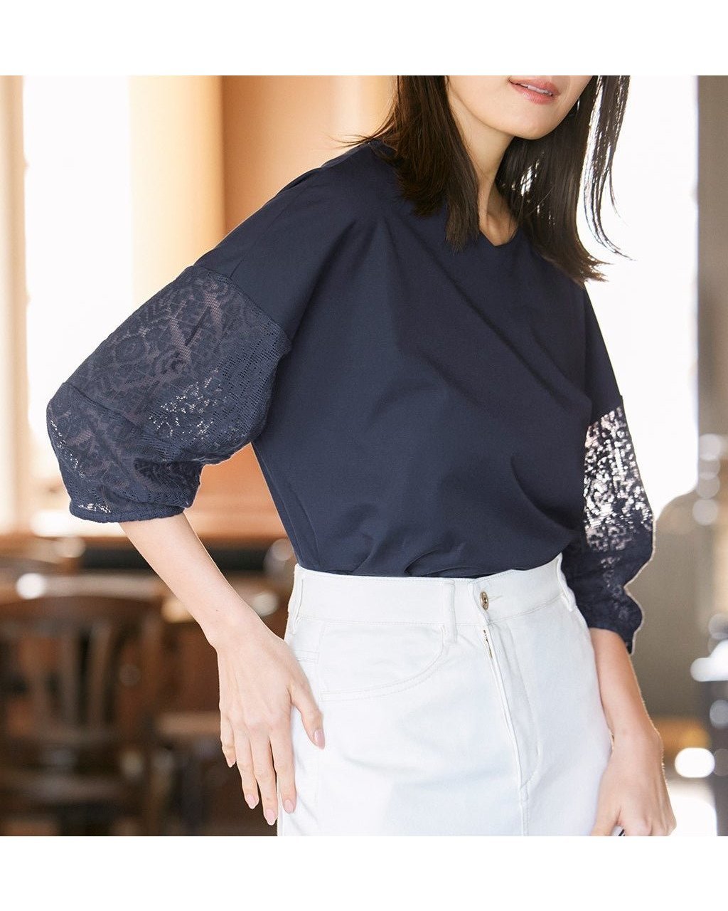 【ドゥクラッセ/DoCLASSE】のレース使い・ランタンスリーブトップス 人気、トレンドファッション・服の通販 founy(ファニー) 　ファッション　Fashion　レディースファッション　WOMEN　トップス・カットソー　Tops/Tshirt　シャツ/ブラウス　Shirts/Blouses　ロング / Tシャツ　T-Shirts　カットソー　Cut and Sewn　カットソー　Cut And Sew　レース　Race　 other-1|ID: prp329100004485557 ipo3291000000031619563