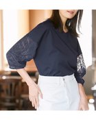 【ドゥクラッセ/DoCLASSE】のレース使い・ランタンスリーブトップス ミッドナイトブルー|ID:prp329100004485557