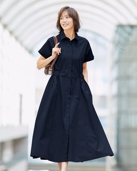 【ドゥクラッセ/DoCLASSE】のコットン混ブロード・ギャザーシャツワンピ 人気、トレンドファッション・服の通販 founy(ファニー) ファッション Fashion レディースファッション WOMEN ワンピース Dress シャツワンピース Shirt Dresses ギャザー Gather フレア Flare 人気 Popularity |ID:prp329100004485558