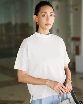 【ドゥクラッセ/DoCLASSE】のシルキーポンチ・リブモックネックT 人気、トレンドファッション・服の通販 founy(ファニー) ファッション Fashion レディースファッション Fashion for Women トップス・カットソー Cut & Sew Tops シャツ・ブラウス・オフィスカジュアル Elegant Blouses & Button-Ups ロングTシャツ・Tシャツ Longline T-Shirts & Tees カットソー・ベーシックTシャツ Cut-and-Sewn Tops / Stretch Tees & Basics なめらか Smooth, Silky Texture インナー Innerwear カットソー Cut and Sewn Top ハイネック High Neck, Mock Neck フォルム Silhouette, Form 半袖 Short Sleeve, Half Sleeve 夏 Summer |ID:prp329100004485561