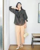 【ドゥクラッセ/DoCLASSE】のリネンタッチ・タックストレートパンツ63cm サーモンピンク|ID: prp329100004485578 ipo3291000000031619666