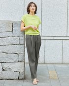 【ドゥクラッセ/DoCLASSE】のリネンタッチ・タックストレートパンツ63cm オリーブ|ID: prp329100004485578 ipo3291000000031619673
