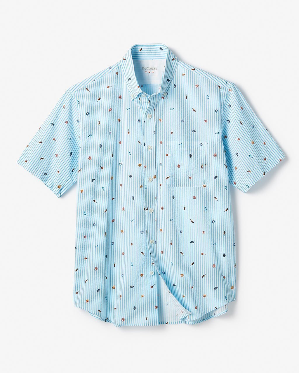 【ドゥクラッセ/DoCLASSE / MEN】のライトコットンシアサッカーシャツ半袖 人気、トレンドファッション・服の通販 founy(ファニー) 　ファッション　Fashion　メンズファッション　MEN　グラデーション　Gradation　抗菌　Antibacterial　軽量　Lightweight　ダウン　Down　プリント　Print　半袖　Short Sleeve　メンズ　Mens　ループ　Loop　 other-1|ID: prp329100004485593 ipo3291000000031976296
