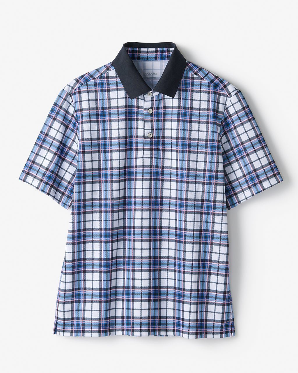 【ドゥクラッセ/DoCLASSE / MEN】の吸汗速乾UVカット台衿ゴルフポロ 半袖 インテリア・キッズ・メンズ・レディースファッション・服の通販 founy(ファニー) 　ファッション　Fashion　メンズファッション　MEN　トップス・カットソー　Tops/Tshirt/Men　シャツ　Shirts　ポロシャツ　Polo Shirts　なめらか　Smooth　ゴルフ　Golf　ジャケット　Jacket　ジャージ　Jersey　スリット　Slit　フラット　Flat　プリント　Print　メンズ　Mens　半袖　Short Sleeve　ホワイトxネイビー|ID: prp329100004485594 ipo3291000000031619774
