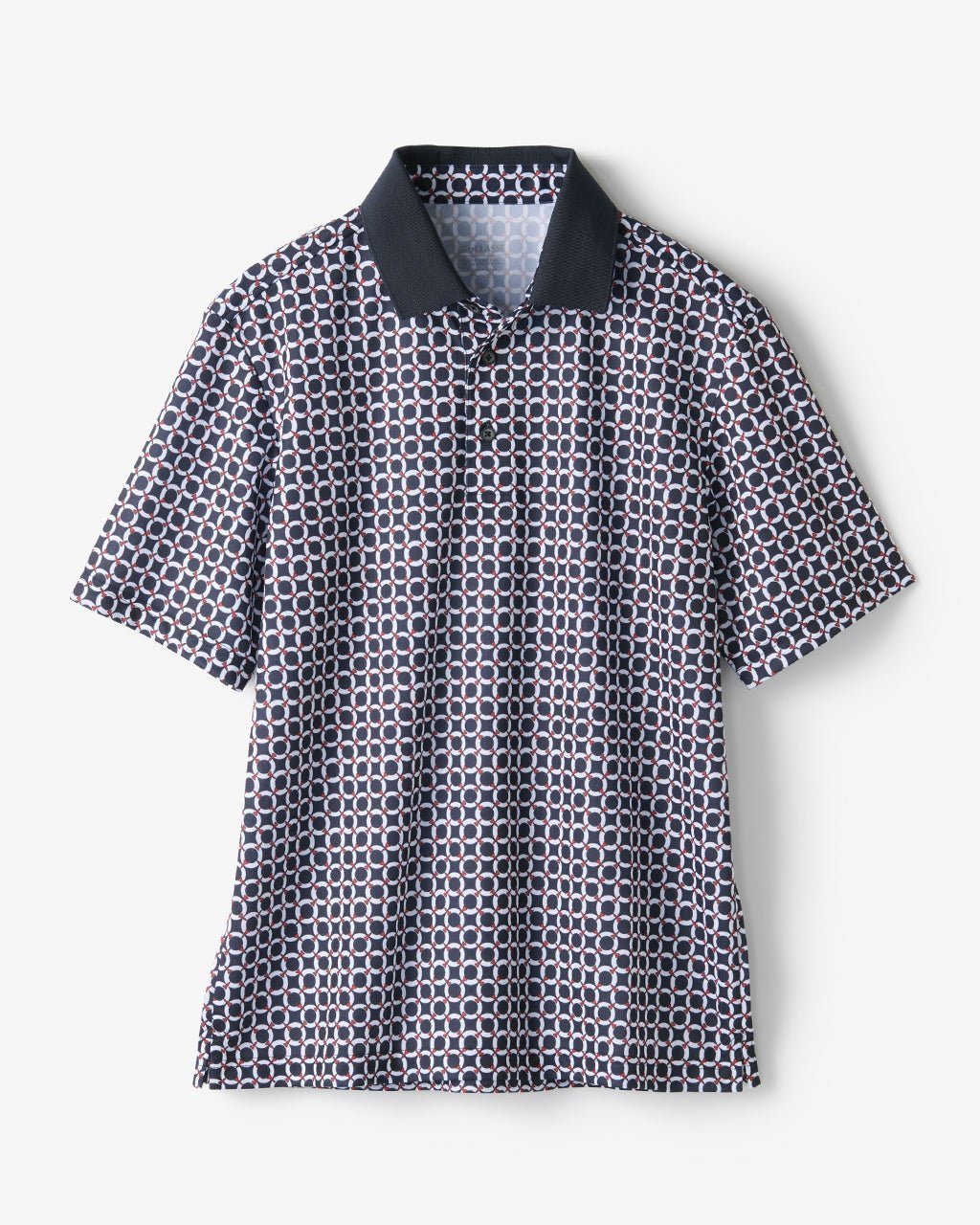【ドゥクラッセ/DoCLASSE / MEN】の吸汗速乾UVカット台衿ゴルフポロ 半袖 インテリア・キッズ・メンズ・レディースファッション・服の通販 founy(ファニー) 　ファッション　Fashion　メンズファッション　MEN　トップス・カットソー　Tops/Tshirt/Men　シャツ　Shirts　ポロシャツ　Polo Shirts　なめらか　Smooth　ゴルフ　Golf　ジャケット　Jacket　ジャージ　Jersey　スリット　Slit　フラット　Flat　プリント　Print　メンズ　Mens　半袖　Short Sleeve　ネイビーパターン|ID: prp329100004485594 ipo3291000000031619783