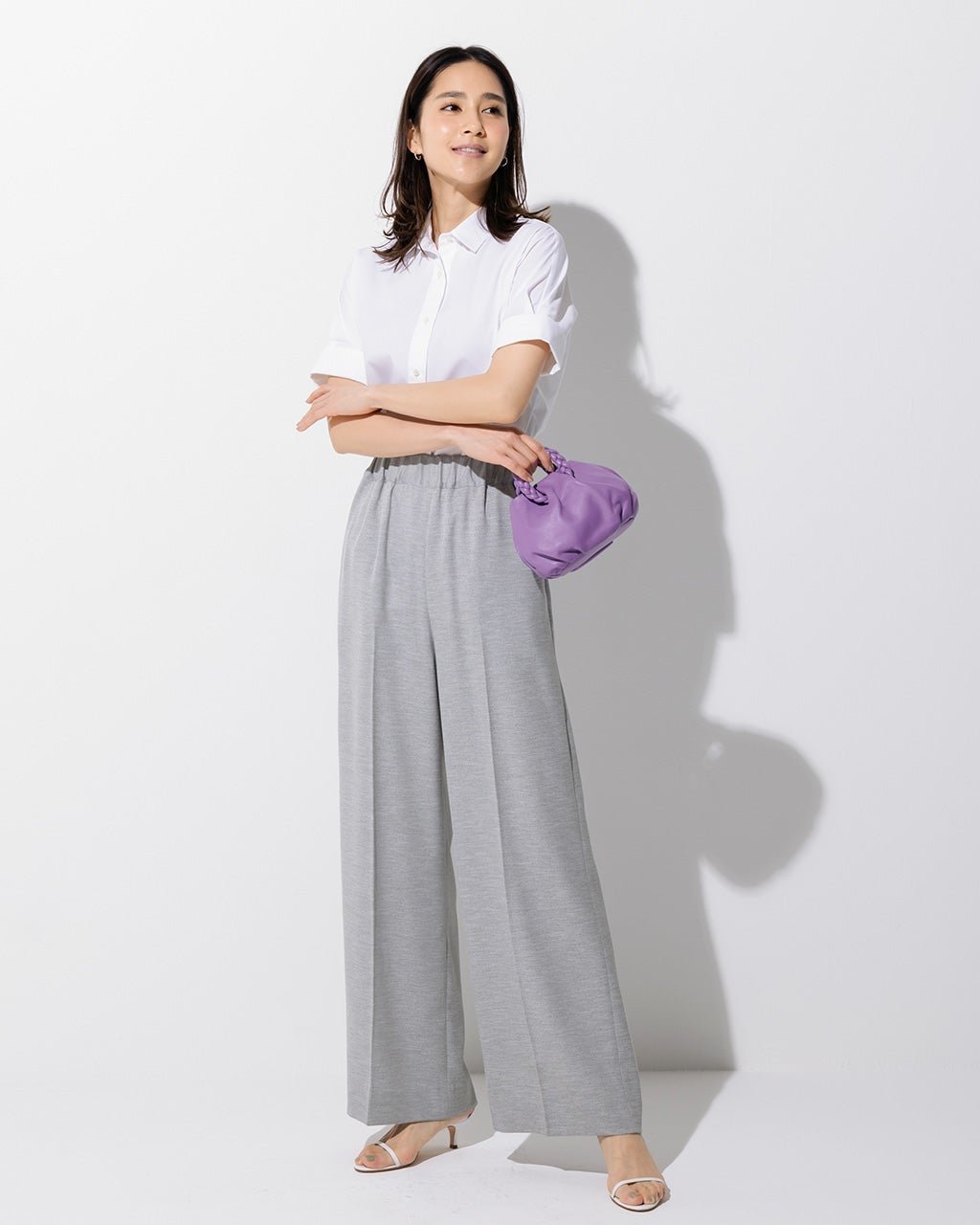 【ドゥクラッセ/DoCLASSE】の麻調スラブストレッチ・バギーワイド/71cm インテリア・キッズ・メンズ・レディースファッション・服の通販 founy(ファニー) 　ファッション　Fashion　レディースファッション　Fashion for Women　パンツ　Pants & Trousers　オケージョン　Occasion Wear　ストレッチ　Stretch, Stretchy Fabric　スマート　Smart, Elegant　センター　Center, Center Line　チェック　Check, Plaid, Tartan　ベスト　Vest, Waistcoat　ペチコート　Petticoat, Underskirt　おすすめ　Recommended / Our Picks　グレー|ID: prp329100004487221 ipo3291000000035894366