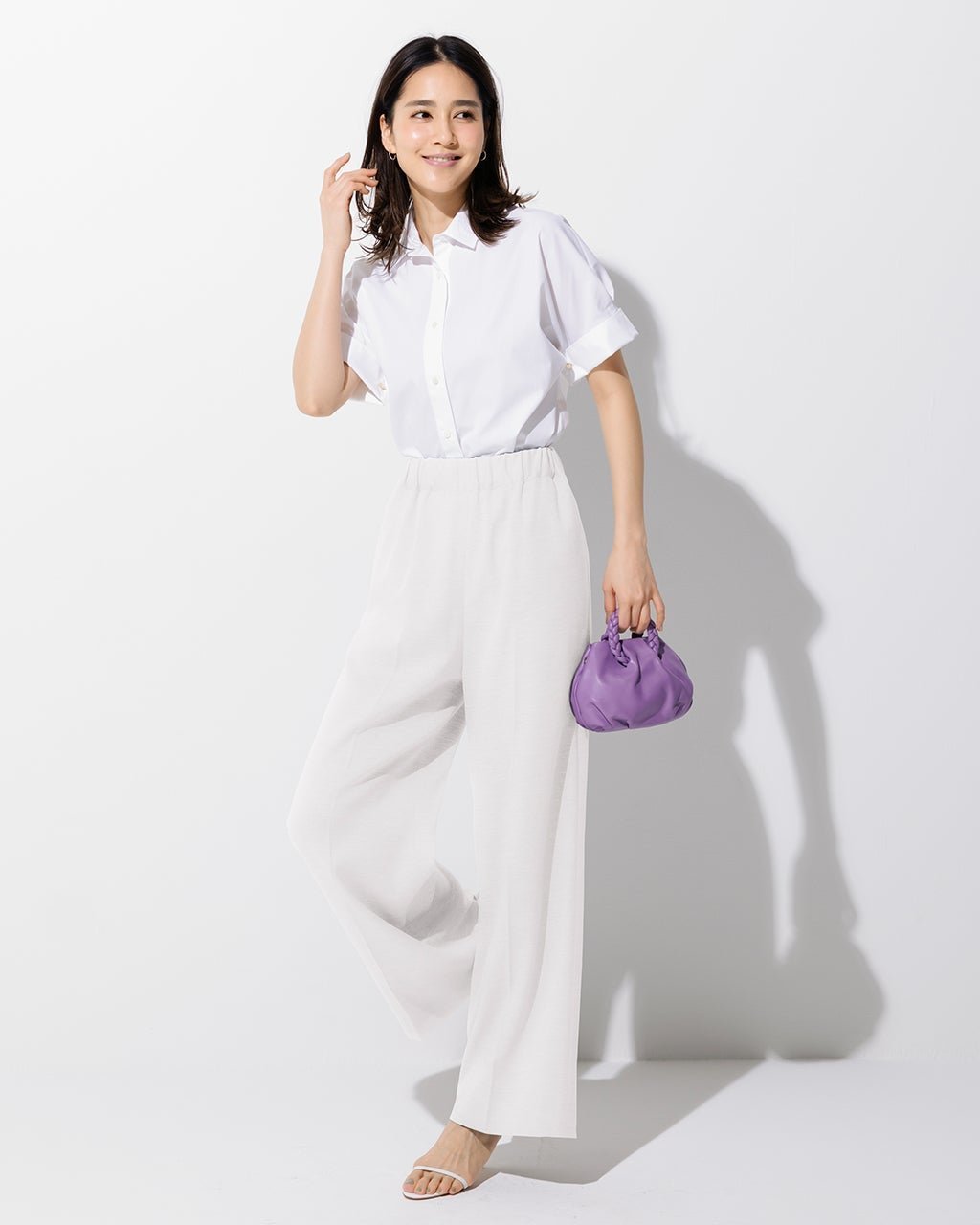 【ドゥクラッセ/DoCLASSE】の麻調スラブストレッチ・バギーワイド/75cm インテリア・キッズ・メンズ・レディースファッション・服の通販 founy(ファニー) 　ファッション　Fashion　レディースファッション　WOMEN　パンツ　Pants　オケージョン　Occasion　ストレッチ　Stretch　スマート　Smart　センター　Center　チェック　Check　ベスト　Vest　ペチコート　Petticoat　おすすめ　Recommend　ホワイト|ID: prp329100004487222 ipo3291000000031633995