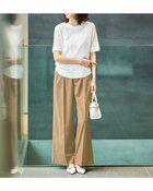 【ドゥクラッセ/DoCLASSE】のヘザーストレッチ・2タックワイドパンツ ベージュ|ID:prp329100004487236