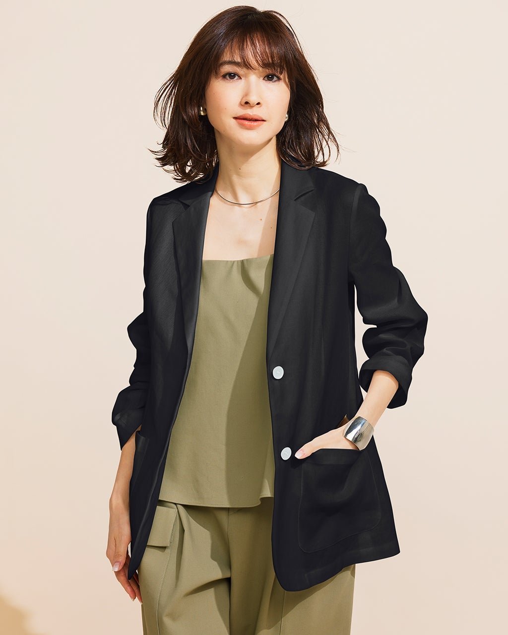 【ドゥクラッセ/DoCLASSE】のからみ織りコットン・シングルテーラード インテリア・キッズ・メンズ・レディースファッション・服の通販 founy(ファニー) 　ファッション　Fashion　レディースファッション　Fashion for Women　アウター　Coat / Outerwear Collection　レディースジャケット・軽アウター　Jackets　ショルダー　Shoulder, Shoulder Strap　シンプル　Simple, Minimal　ジャケット　Jacket, Outerwear　ボックス　Boxy, Box Shape　メッシュ　Mesh, Net Fabric　ブラック|ID: prp329100004487303 ipo3291000000034081285
