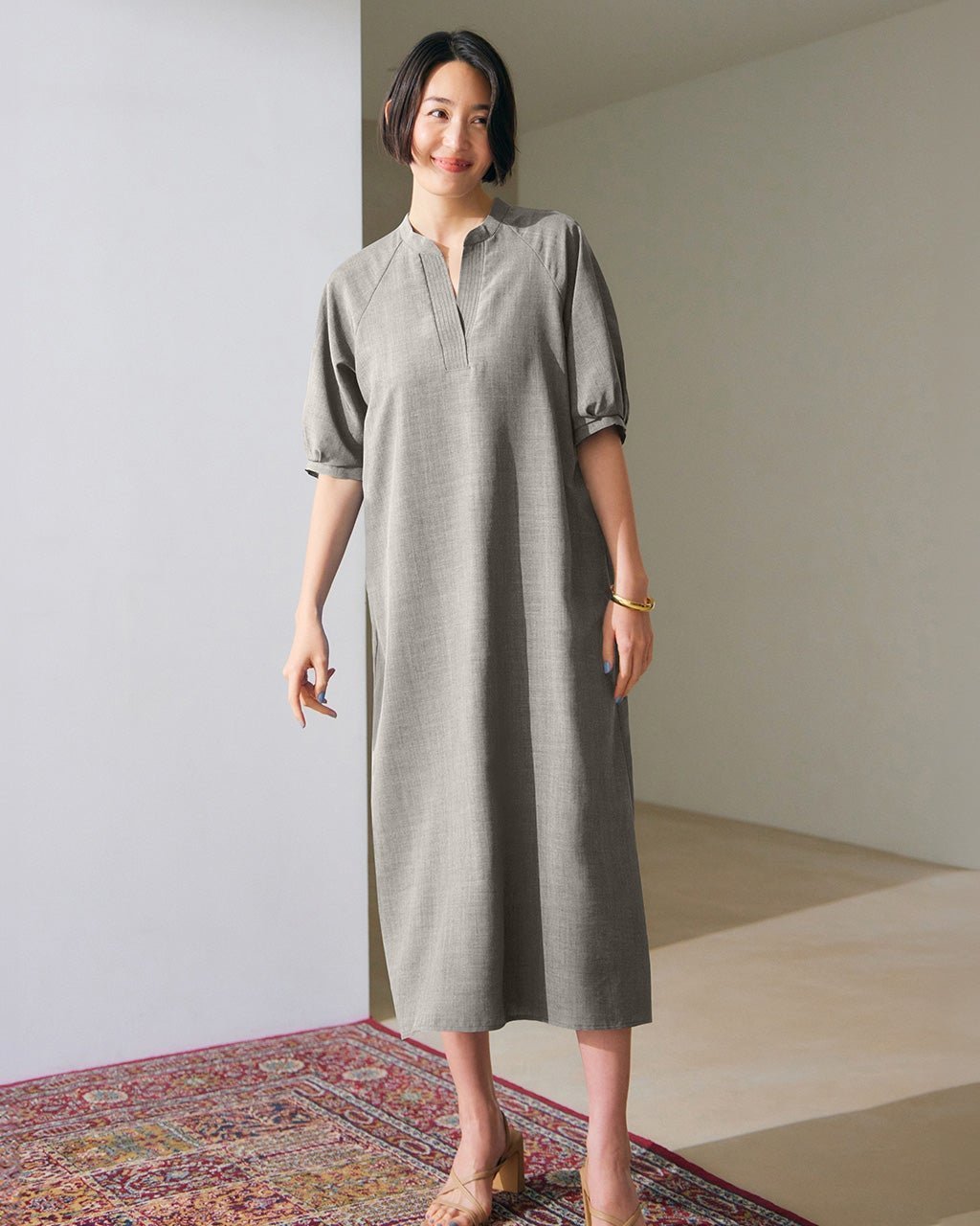 【ドゥクラッセ/DoCLASSE】のリネンタッチ・パフ袖サックワンピース 人気、トレンドファッション・服の通販 founy(ファニー) 　ファッション　Fashion　レディースファッション　Fashion for Women　ワンピース　Dresses　スリーブ　Sleeve, Long Sleeve / Short Sleeve　フォルム　Silhouette, Form　ロング　Long, Long-Length　 other-1|ID: prp329100004506534 ipo3291000000033302168