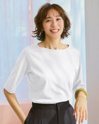 【ドゥクラッセ/DoCLASSE】のボートネック・5分袖/スーピマ・ドゥクラッセTシャツ ホワイト|ID: prp329100004522376 ipo3291000000031989291
