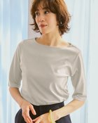 【ドゥクラッセ/DoCLASSE】のボートネック・5分袖/スーピマ・ドゥクラッセTシャツ ライトグレー|ID: prp329100004522376 ipo3291000000031989292