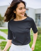 【ドゥクラッセ/DoCLASSE】のボートネック・5分袖/スーピマ・ドゥクラッセTシャツ ミッドナイトブルー|ID: prp329100004522376 ipo3291000000031989298