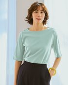 【ドゥクラッセ/DoCLASSE】のボートネック・5分袖/スーピマ・ドゥクラッセTシャツ グリーングレー|ID: prp329100004522376 ipo3291000000031989299