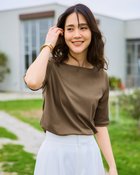 【ドゥクラッセ/DoCLASSE】のボートネック・5分袖/スーピマ・ドゥクラッセTシャツ ダークブラウン|ID: prp329100004522376 ipo3291000000031989300