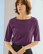【ドゥクラッセ/DoCLASSE】のボートネック・5分袖/スーピマ・ドゥクラッセTシャツ プラム|ID: prp329100004522376 ipo3291000000031989301