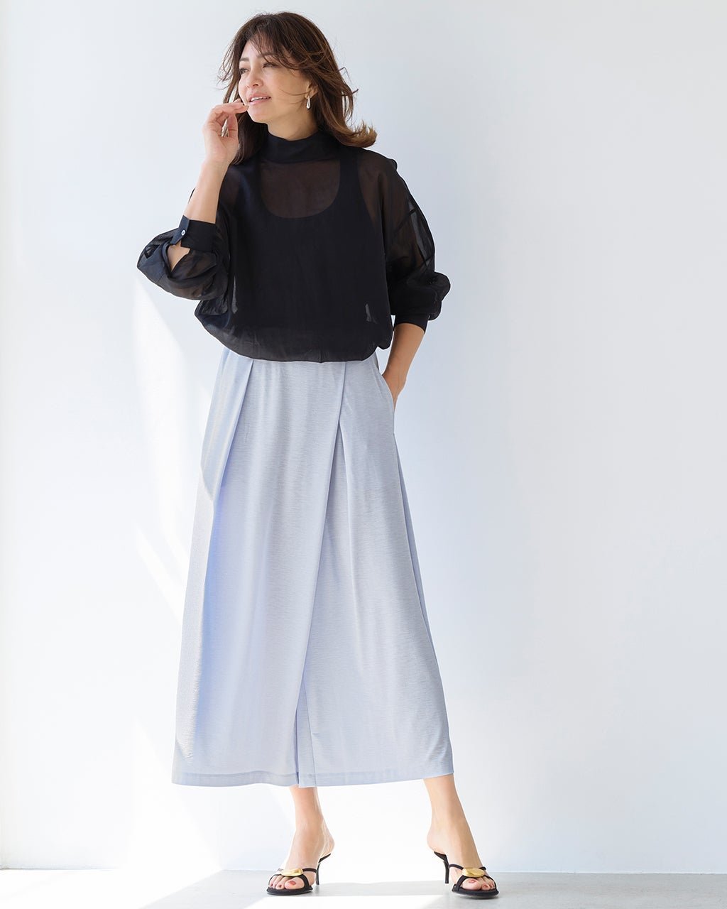 【ドゥクラッセ/DoCLASSE】のUVスラブ・ラップパンツ インテリア・キッズ・メンズ・レディースファッション・服の通販 founy(ファニー) 　ファッション　Fashion　レディースファッション　WOMEN　パンツ　Pants　NEW・新作・新着・新入荷　New Arrivals　カットソー　Cut And Sew　ドレープ　Drape　フェミニン　Feminine　ラップ　Wrap　ワイド　Wide　夏　Summer　ペールブルー|ID: prp329100004522386 ipo3291000000031989380