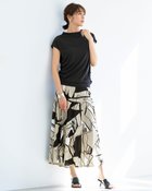 【ドゥクラッセ/DoCLASSE】のUVスラブ・フレアロングスカート ベージュ×ブラック|ID: prp329100004522387 ipo3291000000031989387