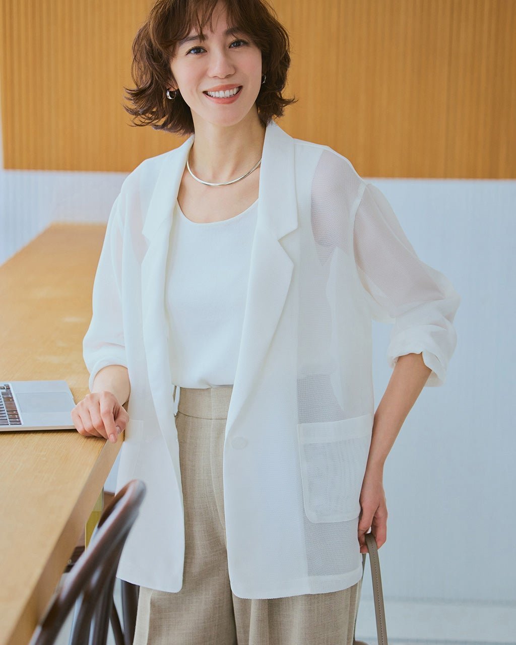 【ドゥクラッセ/DoCLASSE】のからみ織り・メッシュジャケット インテリア・キッズ・メンズ・レディースファッション・服の通販 founy(ファニー) 　ファッション　Fashion　レディースファッション　WOMEN　アウター　Coat Outerwear　ジャケット　Jackets　NEW・新作・新着・新入荷　New Arrivals　おすすめ　Recommend　ジャケット　Jacket　トレンド　Trend　メッシュ　Mesh　リラックス　Relax　夏　Summer　ホワイト|ID: prp329100004522388 ipo3291000000031989402