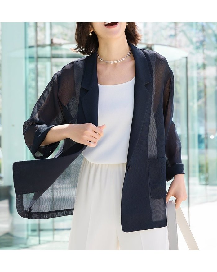 【ドゥクラッセ/DoCLASSE】のからみ織り・メッシュジャケット インテリア・キッズ・メンズ・レディースファッション・服の通販 founy(ファニー) https://founy.com/ ファッション Fashion レディースファッション Fashion for Women アウター Coat / Outerwear Collection レディースジャケット・軽アウター Jackets おすすめ Recommended / Our Picks インナー Innerwear ジャケット Jacket, Outerwear トレンド Trend, Trending Now メッシュ Mesh, Net Fabric リラックス Relax, Relaxed Fit 夏 Summer |ID: prp329100004522388 ipo3291000000032153300