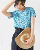 【ドゥクラッセ/DoCLASSE】の綿スラブ・総柄プリントTシャツ ブルー|ID: prp329100004522398 ipo3291000000031989454