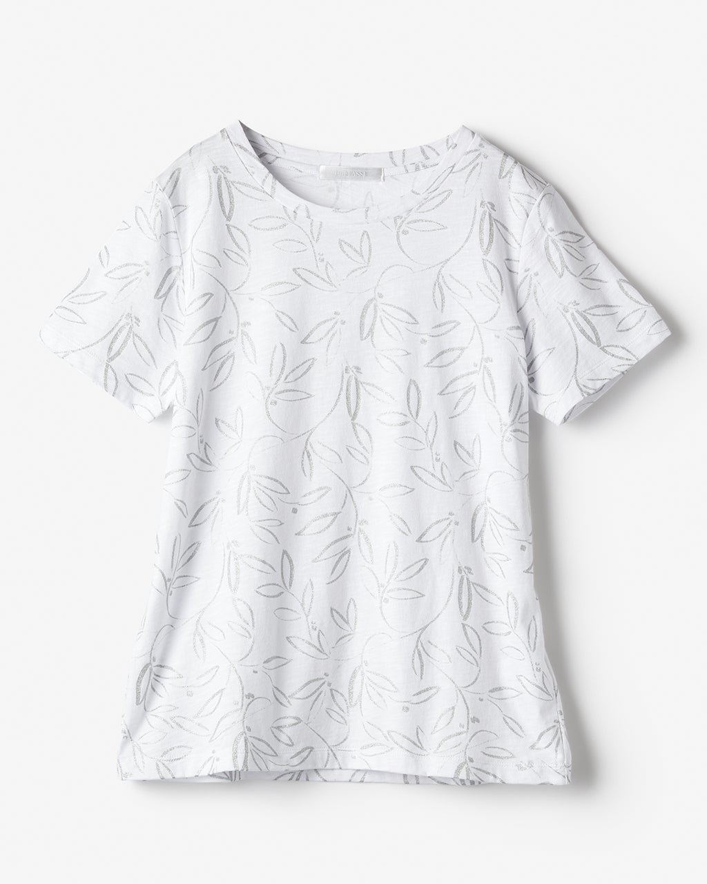 【ドゥクラッセ/DoCLASSE】の綿スラブ・総柄プリントTシャツ インテリア・キッズ・メンズ・レディースファッション・服の通販 founy(ファニー) 　ファッション　Fashion　レディースファッション　WOMEN　トップス・カットソー　Tops/Tshirt　シャツ/ブラウス　Shirts/Blouses　ロング / Tシャツ　T-Shirts　カットソー　Cut and Sewn　NEW・新作・新着・新入荷　New Arrivals　カットソー　Cut And Sew　シンプル　Simple　プリント　Print　ボトム　Bottom　夏　Summer　シルバー&times;ホワイト|ID: prp329100004522398 ipo3291000000031989458