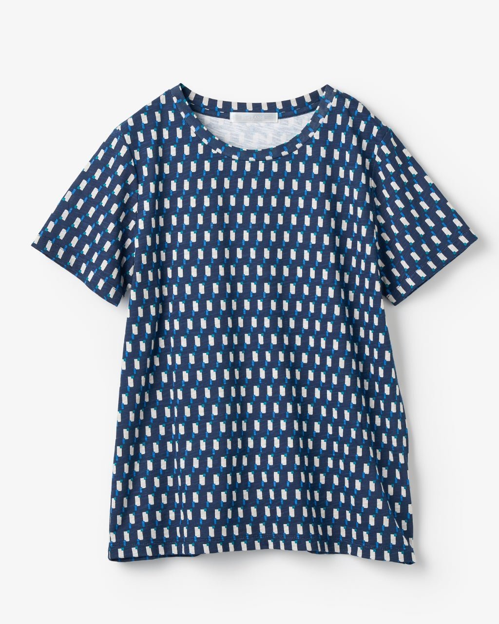 【ドゥクラッセ/DoCLASSE】の綿スラブ・総柄プリントTシャツ インテリア・キッズ・メンズ・レディースファッション・服の通販 founy(ファニー) 　ファッション　Fashion　レディースファッション　Fashion for Women　トップス・カットソー　Cut & Sew Tops　シャツ・ブラウス・オフィスカジュアル　Elegant Blouses & Button-Ups　ロングTシャツ・Tシャツ　Longline T-Shirts & Tees　カットソー・ベーシックTシャツ　Cut-and-Sewn Tops / Stretch Tees & Basics　カットソー　Cut and Sewn Top　シンプル　Simple, Minimal　プリント　Print, Printed Pattern　ボトム　Bottoms, Lower Wear　夏　Summer　ネイビー|ID: prp329100004522398 ipo3291000000032426768