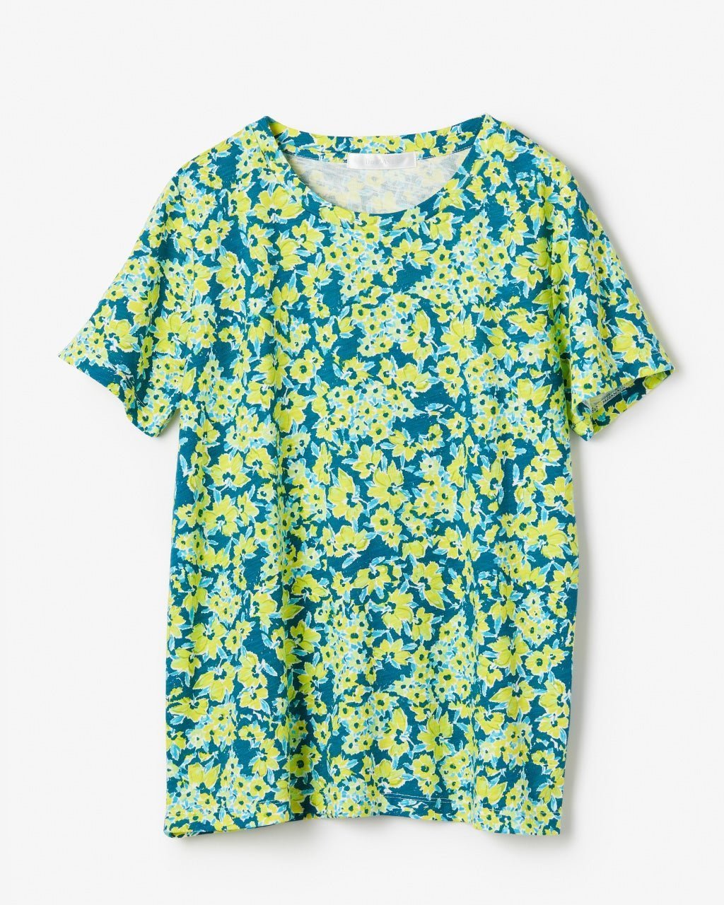 【ドゥクラッセ/DoCLASSE】の綿スラブ・総柄プリントTシャツ インテリア・キッズ・メンズ・レディースファッション・服の通販 founy(ファニー) 　ファッション　Fashion　レディースファッション　Fashion for Women　トップス・カットソー　Cut & Sew Tops　シャツ・ブラウス・オフィスカジュアル　Elegant Blouses & Button-Ups　ロングTシャツ・Tシャツ　Longline T-Shirts & Tees　カットソー・ベーシックTシャツ　Cut-and-Sewn Tops / Stretch Tees & Basics　カットソー　Cut and Sewn Top　シンプル　Simple, Minimal　プリント　Print, Printed Pattern　ボトム　Bottoms, Lower Wear　人気　Popular, Best Seller　夏　Summer　イエローグリーン|ID: prp329100004522398 ipo3291000000032868715