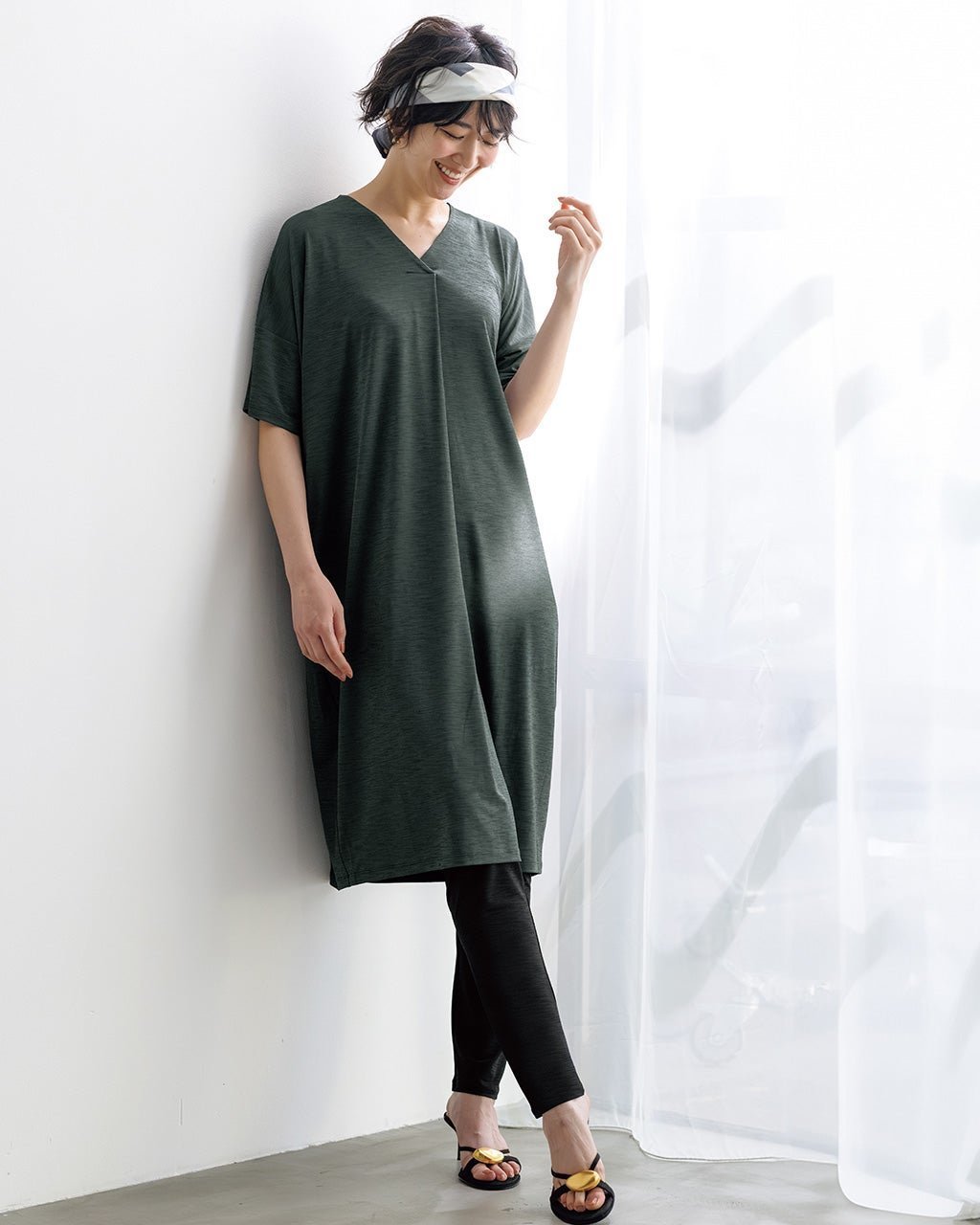 【ドゥクラッセ/DoCLASSE】のUVスラブ・フロントタックワンピース/普通丈 人気、トレンドファッション・服の通販 founy(ファニー) 　ファッション　Fashion　レディースファッション　Fashion for Women　ワンピース　Dresses　カットソー　Cut and Sewn Top　チュニック　Tunic, Long Top　人気　Popular, Best Seller　フェイス　Face, Facial Design　フロント　Front, Front Design　レギンス　Leggings, Stretch Pants　夏　Summer　旅行　Travel　 other-1|ID: prp329100004522400 ipo3291000000032697123