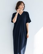 【ドゥクラッセ/DoCLASSE】のUVスラブ・フロントタックワンピース/長め丈 ネイビー|ID: prp329100004522402 ipo3291000000031989500