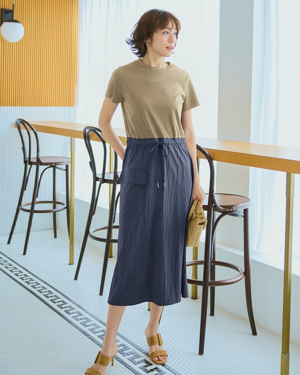 【ドゥクラッセ/DoCLASSE】の異素材コンビ・カーゴワンピース インテリア・キッズ・メンズ・レディースファッション・服の通販 founy(ファニー) 　ファッション　Fashion　レディースファッション　WOMEN　ワンピース　Dress　NEW・新作・新着・新入荷　New Arrivals　なめらか　Smooth　カットソー　Cut And Sew　セットアップ　Set Up　ドッキング　Docking　ワッシャー　Washer　夏　Summer　春　Spring　S/S・春夏　Ss・Spring/Summer　トープパターン|ID: prp329100004522405 ipo3291000000031989507