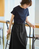 【ドゥクラッセ/DoCLASSE】の異素材コンビ・カーゴワンピース ネイビー×ブラック|ID: prp329100004522405 ipo3291000000031989510