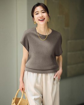 【ドゥクラッセ/DoCLASSE】の光沢リブ・フレンチ袖ニット 人気、トレンドファッション・服の通販 founy(ファニー) ファッション Fashion レディースファッション Fashion for Women トップス・カットソー Cut & Sew Tops ニット Knit Tops & Sweaters サマー Summer, Summer Style リブニット Rib Knit, Ribbed Knit |ID:prp329100004522413