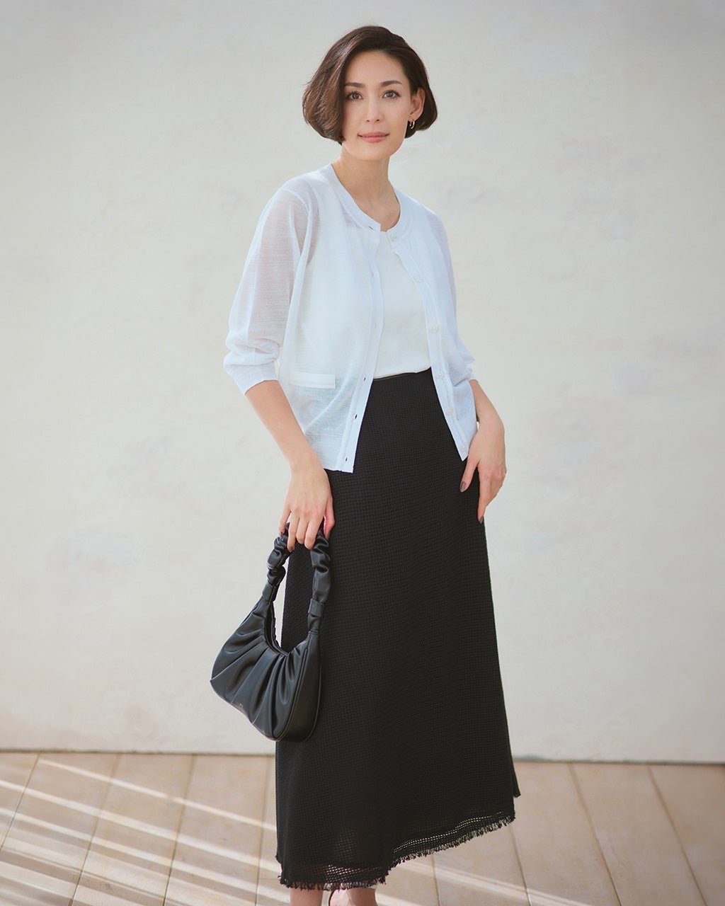 【ドゥクラッセ/DoCLASSE】のシアーニット・7分袖カーディガン 人気、トレンドファッション・服の通販 founy(ファニー) 　ファッション　Fashion　レディースファッション　WOMEN　トップス・カットソー　Tops/Tshirt　ニット　Knit Tops　カーディガン　Cardigans　NEW・新作・新着・新入荷　New Arrivals　カーディガン　Cardigan　バランス　Balance　ポケット　Pocket　 other-1|ID: prp329100004522415 ipo3291000000031989574
