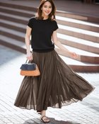 【ドゥクラッセ/DoCLASSE】のシアーライトクロス・フレアスカート ダークブラウン|ID:prp329100004524185