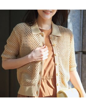 【ドゥクラッセ/DoCLASSE】の和紙ブレンド・衿付きメッシュカーディガン 人気、トレンドファッション・服の通販 founy(ファニー) ファッション Fashion レディースファッション Ladies' Fashion Online トップス・カットソー Tops/Tshirt カーディガン Cardigans カーディガン Cardigan ポロシャツ Polo Shirt メッシュ Mesh 抗菌 Antibacterial |ID:prp329100004524197