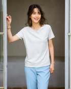 【ドゥクラッセ/DoCLASSE】の浅Vネック・半袖/スーピマ・ドゥクラッセTシャツ ホワイト|ID: prp329100004524204 ipo3291000000032002339