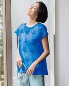 【ドゥクラッセ/DoCLASSE】のフラワー刺しゅう・シアープルオーバー ブルー|ID: prp329100004524208 ipo3291000000032002364