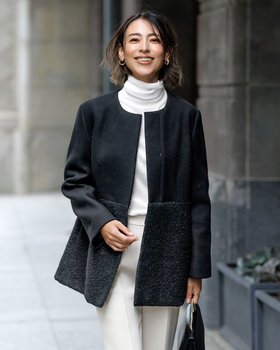 【ドゥクラッセ/DoCLASSE】 ウール&ボア・切替ノーカラーコート人気、トレンドファッション・服の通販 founy(ファニー) ファッション Fashion レディースファッション WOMEN アウター Coat Outerwear コート Coats ジャケット Jackets なめらか Smooth インナー Inner シンプル Simple ジャケット Jacket タートル Turtle ミドル Middle メルトン Melton 切替 Switching |ID:prp329100004524210