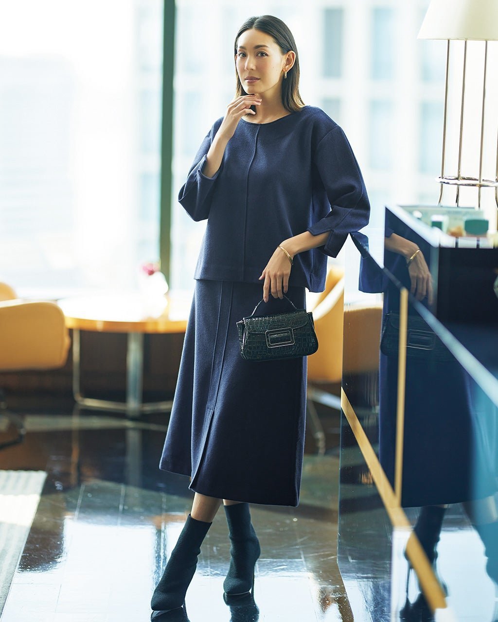 【ドゥクラッセ/DoCLASSE】の起毛ダブルフェイス・ラインセットアップ 人気、トレンドファッション・服の通販 founy(ファニー) 　ファッション　Fashion　レディースファッション　WOMEN　セットアップ　Setup　なめらか　Smooth　アンダー　Under　シンプル　Simple　ストレッチ　Stretch　スマート　Smart　セットアップ　Set Up　センター　Center　タートル　Turtle　ダブル　Double　フェイス　Face　冬　Winter　 other-1|ID: prp329100004524211 ipo3291000000032002379