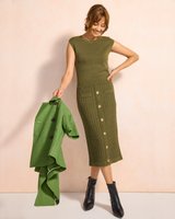 【ドゥクラッセ/DoCLASSE】のダブルリブニット・フレンチワンピース 人気、トレンドファッション・服の通販 founy(ファニー) ファッション Fashion レディースファッション WOMEN ワンピース Dress アンサンブル Ensemble カーディガン Cardigan モダン Modern |ID:prp329100004532764