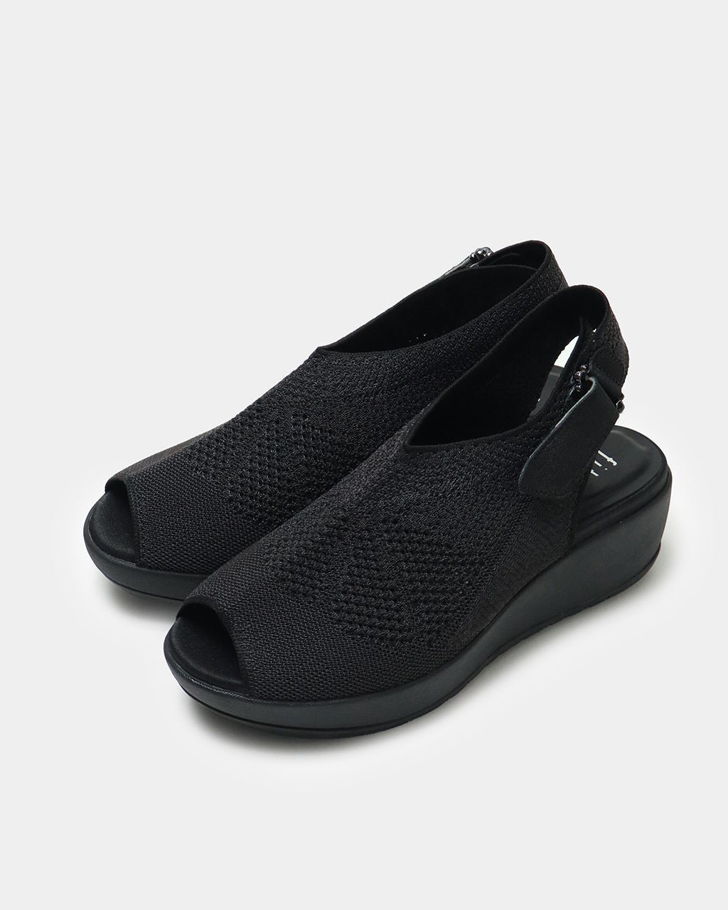 【フィットフィット/fitfit】の厚底シアーニットサンダル インテリア・キッズ・メンズ・レディースファッション・服の通販 founy(ファニー) 　ファッション　Fashion　レディースファッション　Fashion for Women　厚底　Platform Shoes　クッション　Cushion, Throw Pillow　軽量　Lightweight, Ultra Light　サンダル　Sandals, Summer Shoes　チャーム　Charm, Pendant　フィット　Fit, Slim Fit　ワイド　Wide, Wide Fit　夏　Summer　エレガント 上品　Elegant　ブラック|ID: prp329100004535421 ipo3291000000032051379