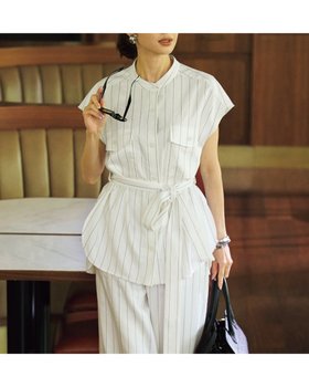 【ドゥクラッセ/DoCLASSE】 リネンタッチストライプ・バンドカラーシャツ人気、トレンドファッション・服の通販 founy(ファニー) ファッション Fashion レディースファッション WOMEN トップス・カットソー Tops/Tshirt シャツ/ブラウス Shirts/Blouses NEW・新作・新着・新入荷 New Arrivals ジャケット Jacket ストライプ Stripe スマート Smart ロング Long 夏 Summer |ID:prp329100004571951