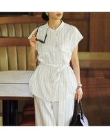 【ドゥクラッセ/DoCLASSE】のリネンタッチストライプ・バンドカラーシャツ 人気、トレンドファッション・服の通販 founy(ファニー) ファッション Fashion レディースファッション WOMEN トップス・カットソー Tops/Tshirt シャツ/ブラウス Shirts/Blouses NEW・新作・新着・新入荷 New Arrivals ジャケット Jacket ストライプ Stripe スマート Smart ロング Long 夏 Summer |ID:prp329100004571951